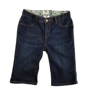 Old Navy Girls Denim Bermuda Shorts Dark Wash 12 EUC Adjustable Waist Summer‎